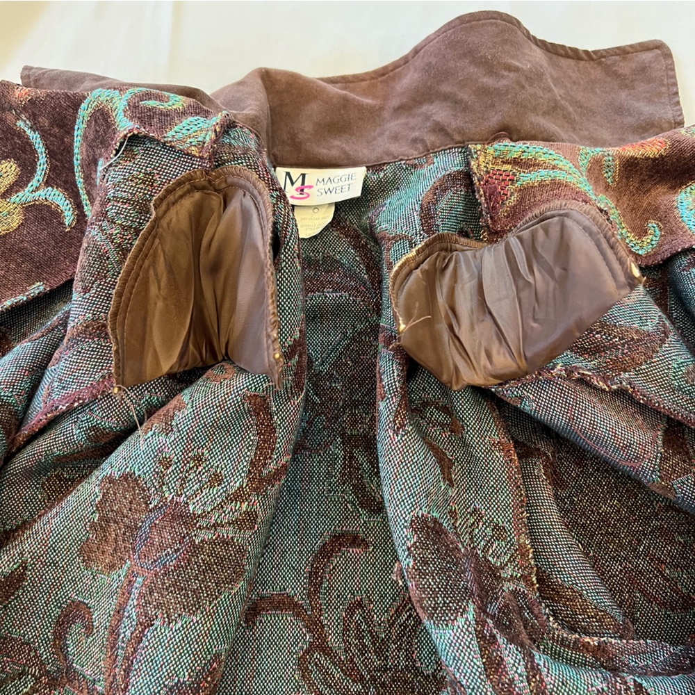 Vintage Maggie Sweet Floral Tapestry Rug Chenille Blazer Coat Jacket Size Medium - Picture 13 of 16